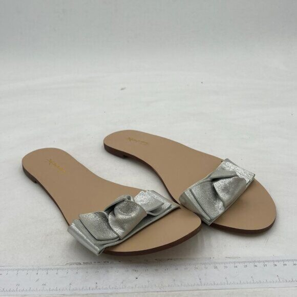 XYD Silver Cute Low Heel Bows Slippers Slide Sandals Slip On Clogs Mules Open To - Picture 3 of 7
